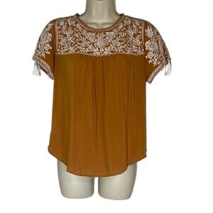 Savanna Jane Carmel brown, short sleeve women’s top size S